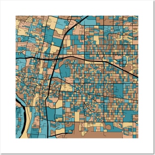 Albuquerque Map Pattern in Mid Century Pastel Posters and Art